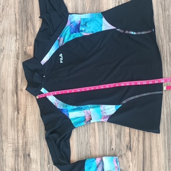Fila Running black and floral print pullover half zip sweatshirt jacket size XL - Picture 8 of 9